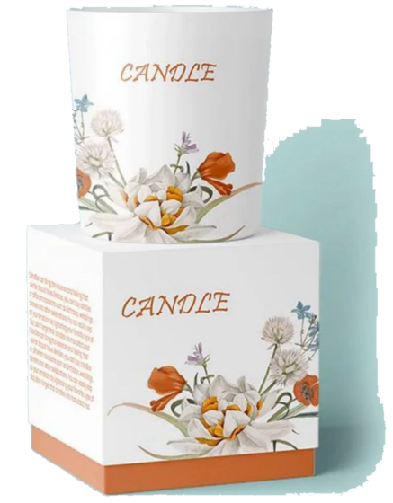 White rigid boxes with a floral print