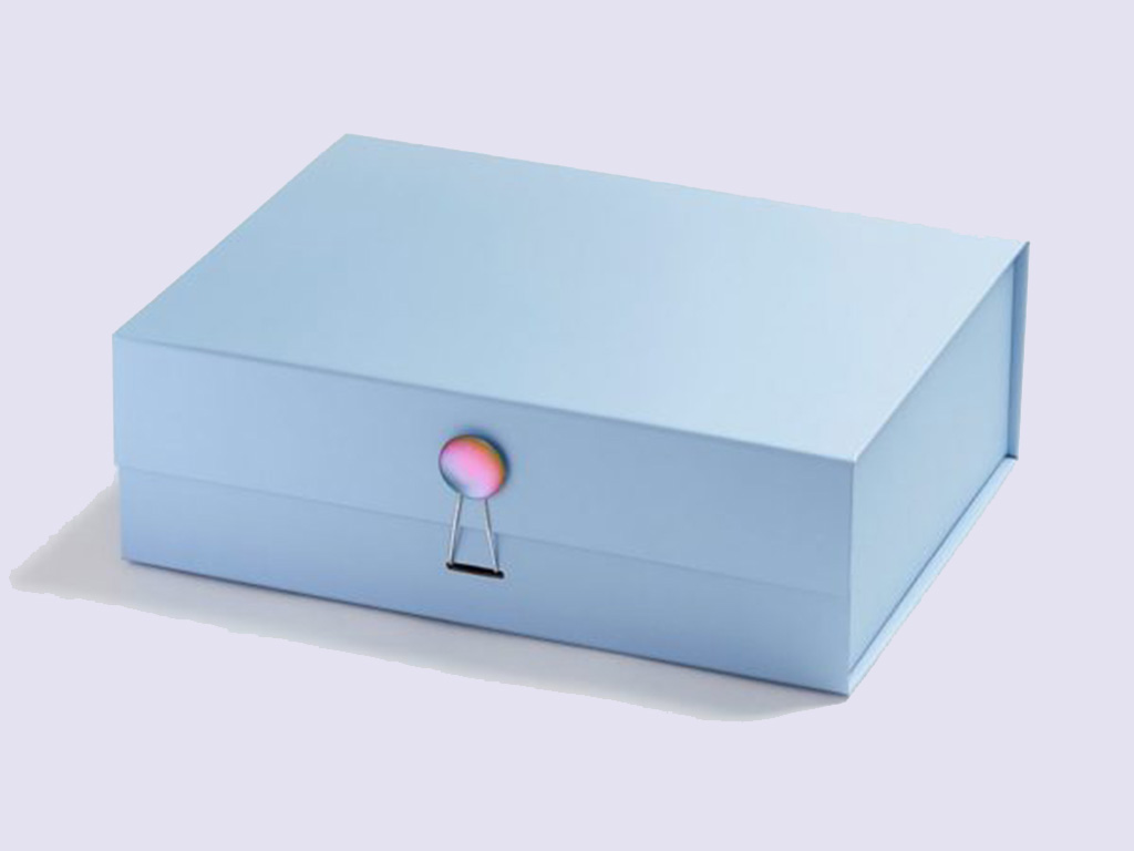 Pale Blue A4 Deep Gift Boxes with changeable ribbon - Image 3
