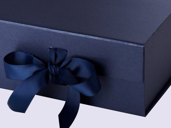 Navy Blue A5 Deep Gift Boxes with changeable ribbon - Image 3