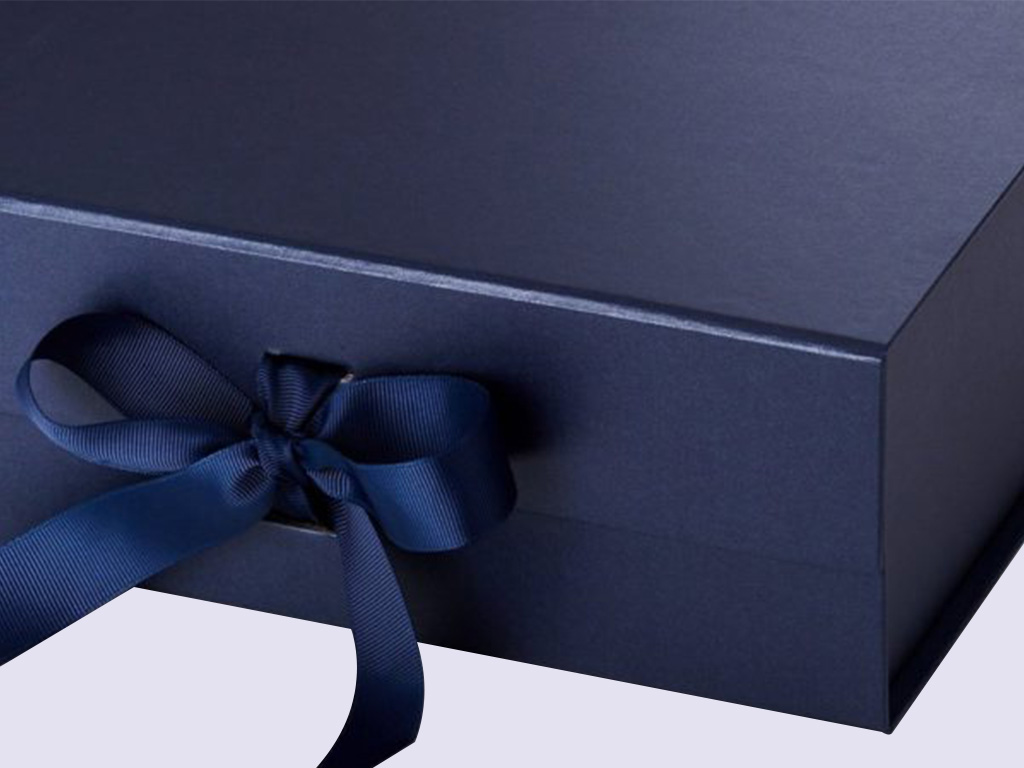 Navy Blue A4 Deep Gift Boxes with changeable ribbon - Image 3